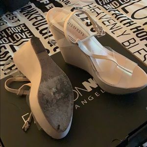 Clear Cream Wedge Sandals